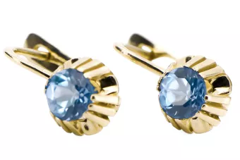 Aquamarine 14K Yellow gold Earrings Vintage style vec027y